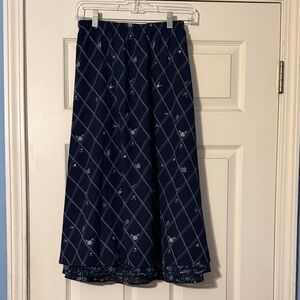 CJ Banks Navy A-Line Skirt with White Pattern REVERSIBLE